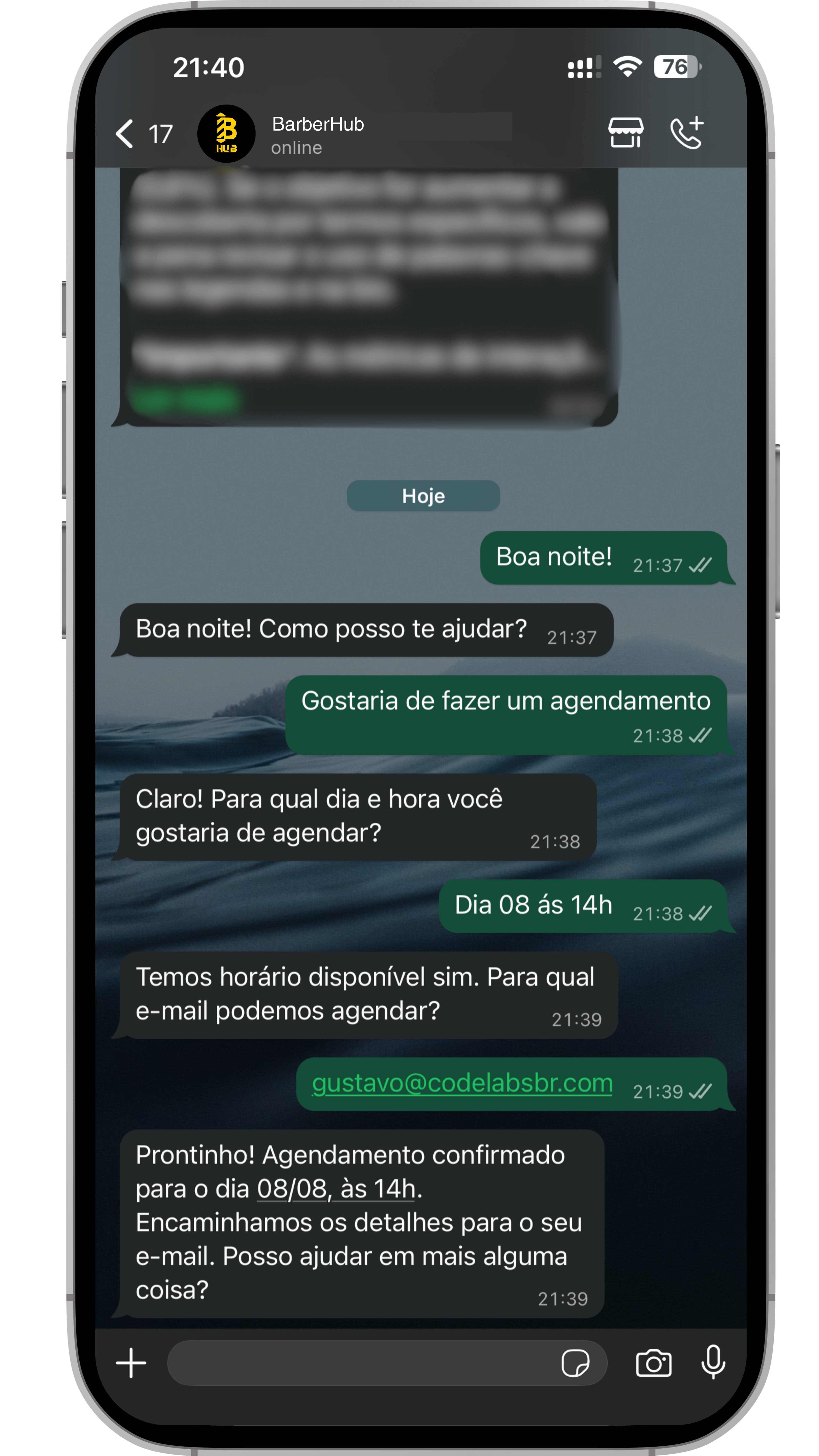 Exemplo: Agendamento BarberHub